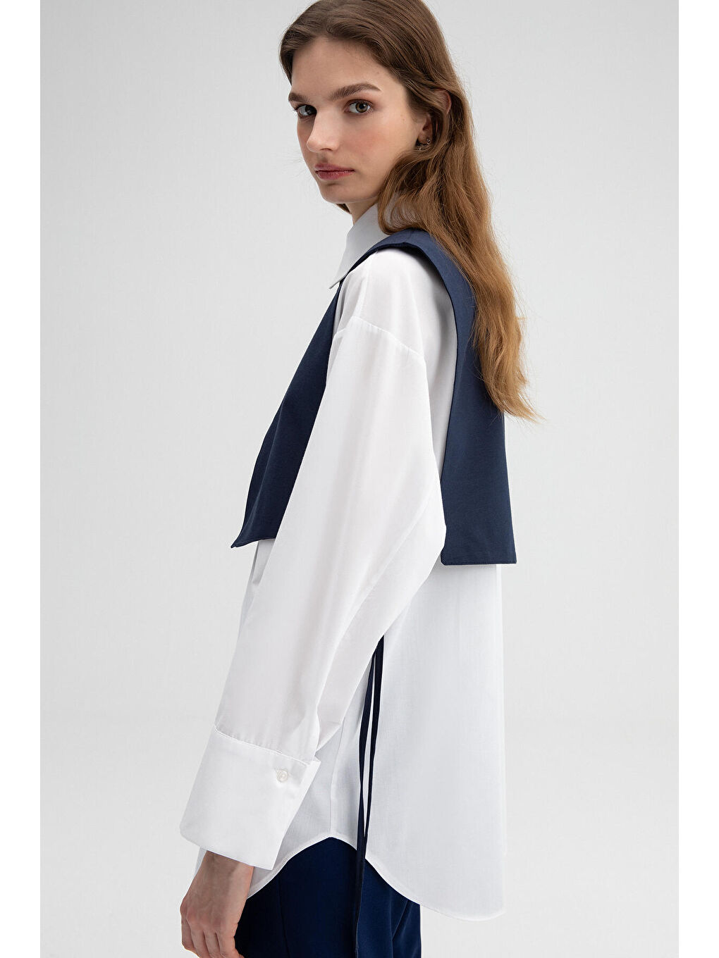 İndigo Bolero Detaylı Poplin Gömlek-3