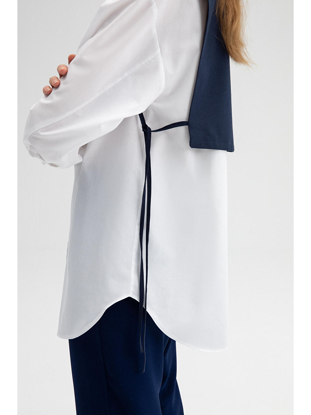 İndigo Bolero Detaylı Poplin Gömlek-5