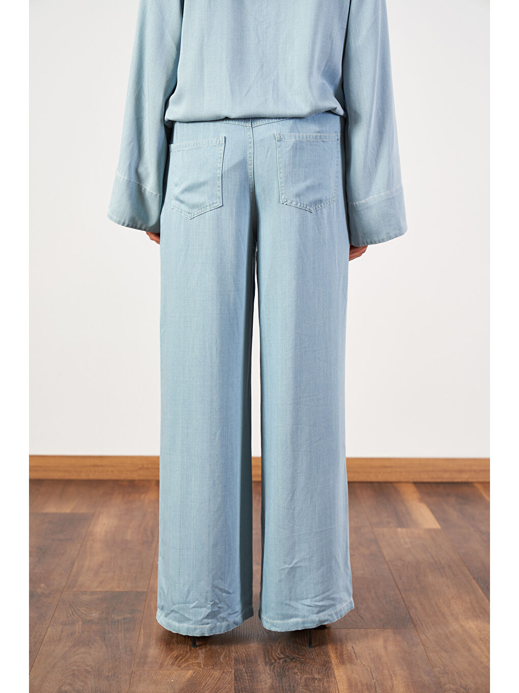 Açık Mavi Denim Tunik Pantolon Tesettür İkili Takım-10