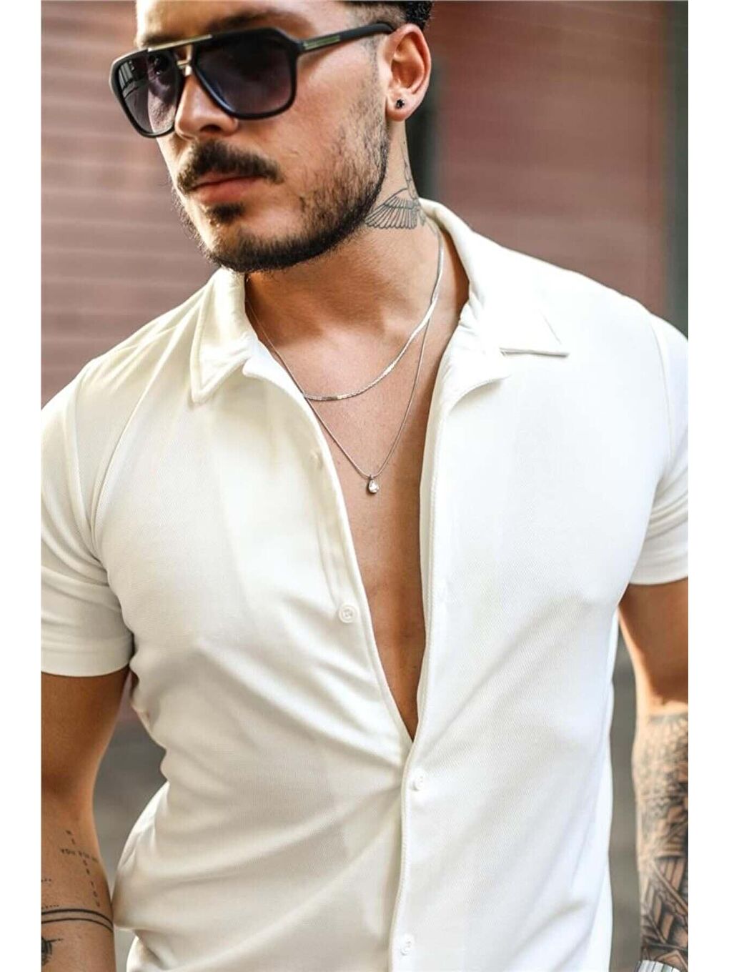 Erkek Beyaz Slim Fit Alt Üst Şort Takım gmlksrt01r01s-1