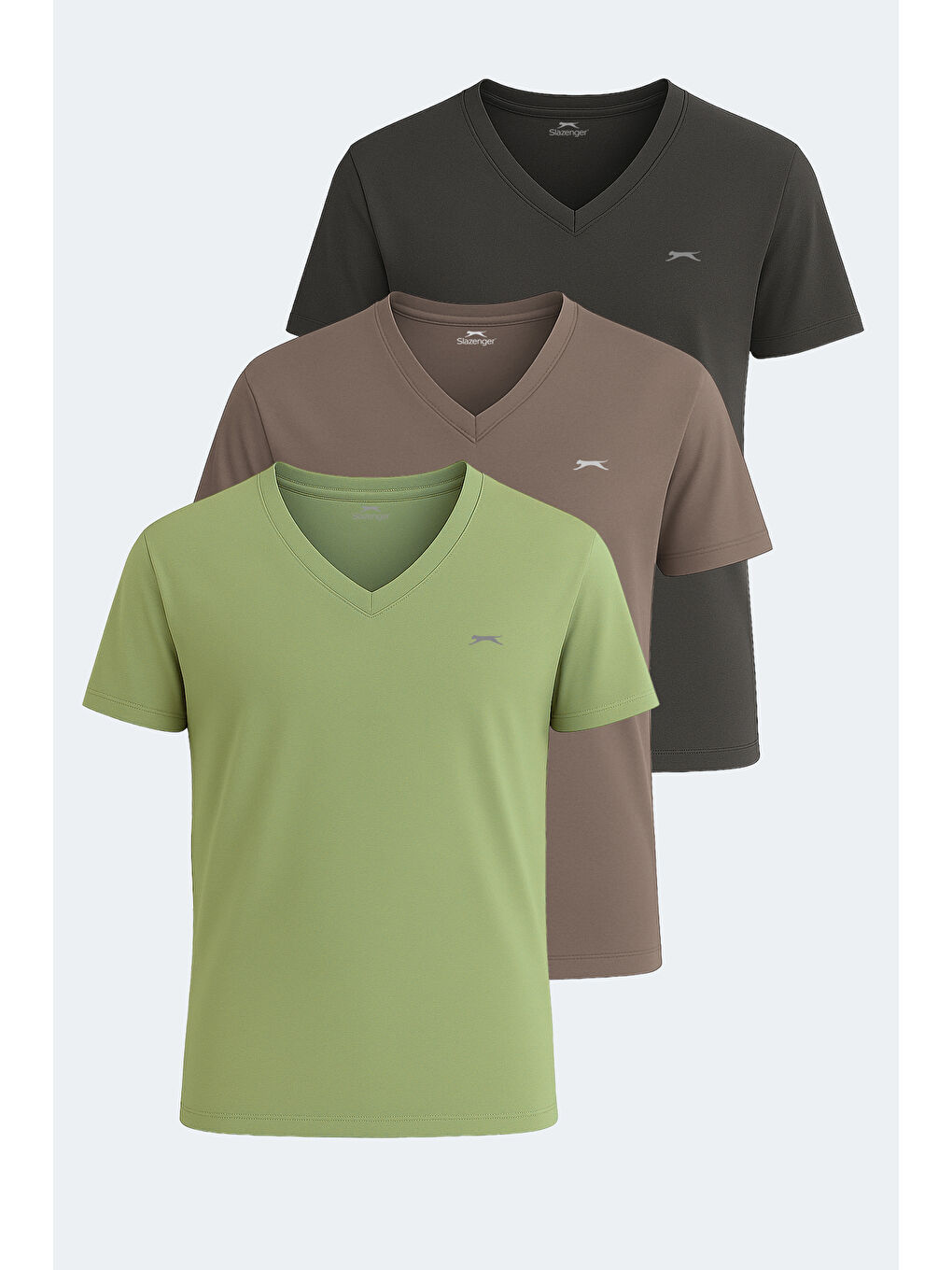 Karışık KRAKKER 3 lü Set Erkek Koyu Gri - Açık Yeşil - Kahve Tişört