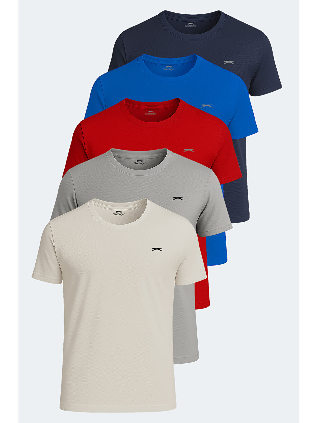 Karışık OSWIN 5 li Set Erkek Lacivert - Bej - Kırmızı - Gri - Saks Mavi Tişört