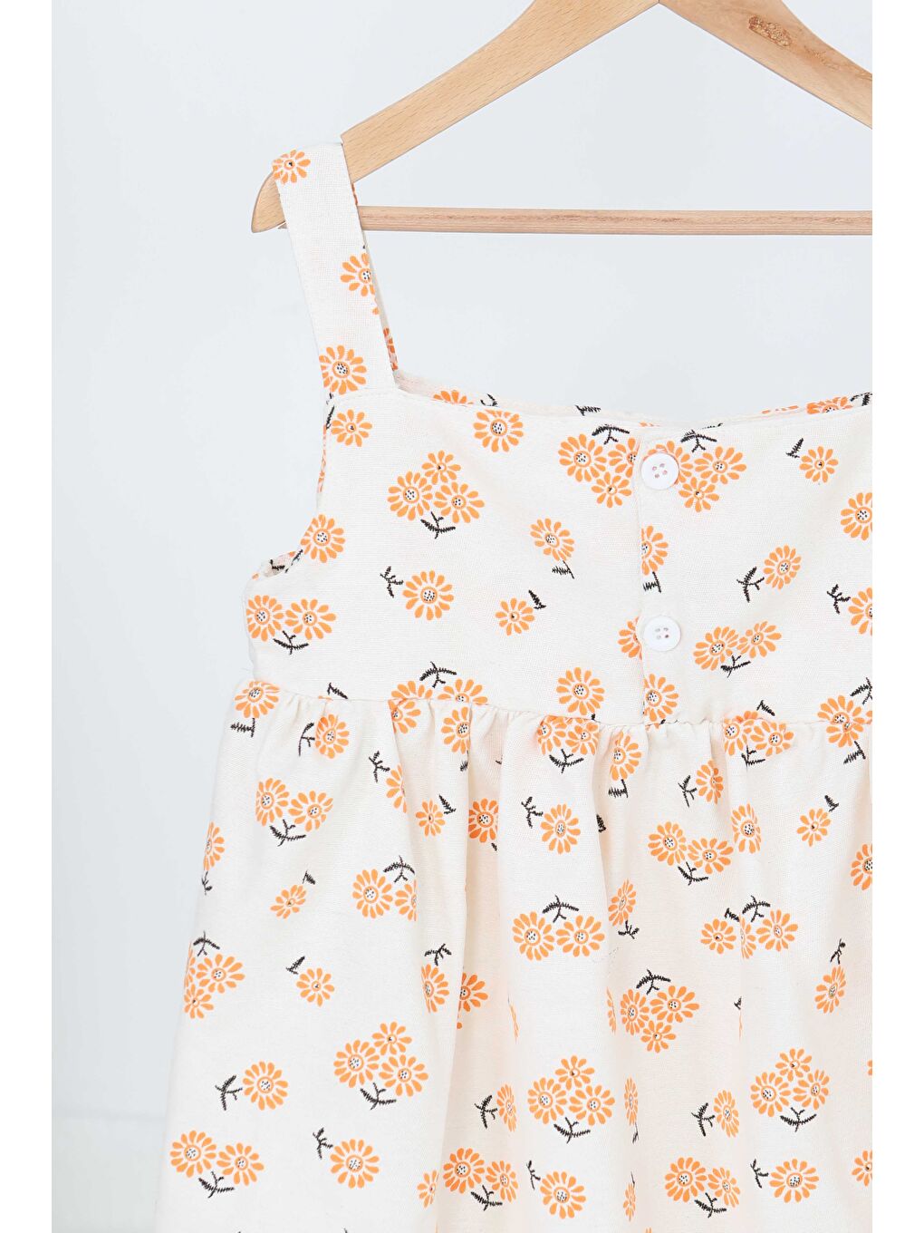 Kız Çocuk Turuncu Çiçek Desenli Elbise - 27217-1