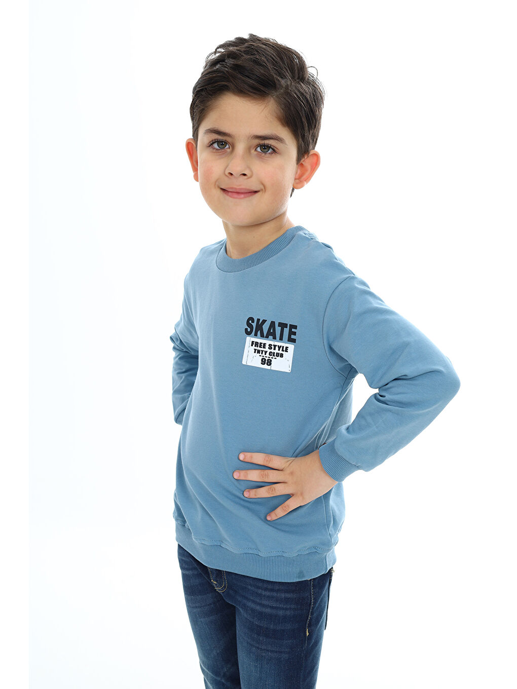 Toontoykids Mavi Erkek Çocuk Baskılı Sweatshirt