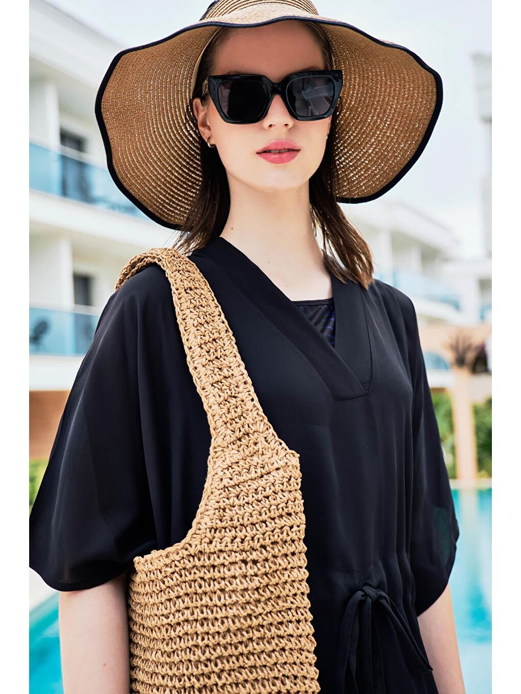 Siyah Uzun Pareo 4049-1