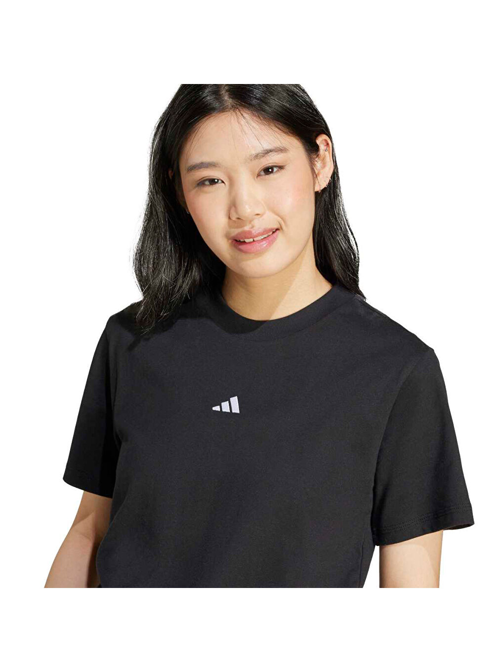 Essentials Small Logo Kadın Siyah Yuvarlak Yaka Tişört-2