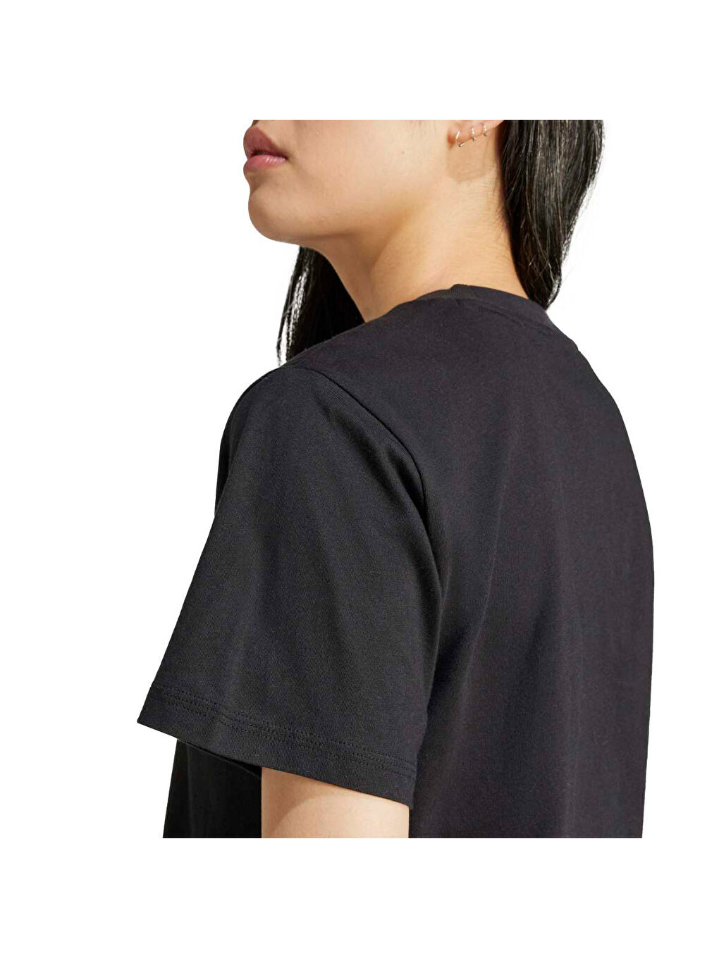Essentials Small Logo Kadın Siyah Yuvarlak Yaka Tişört-3