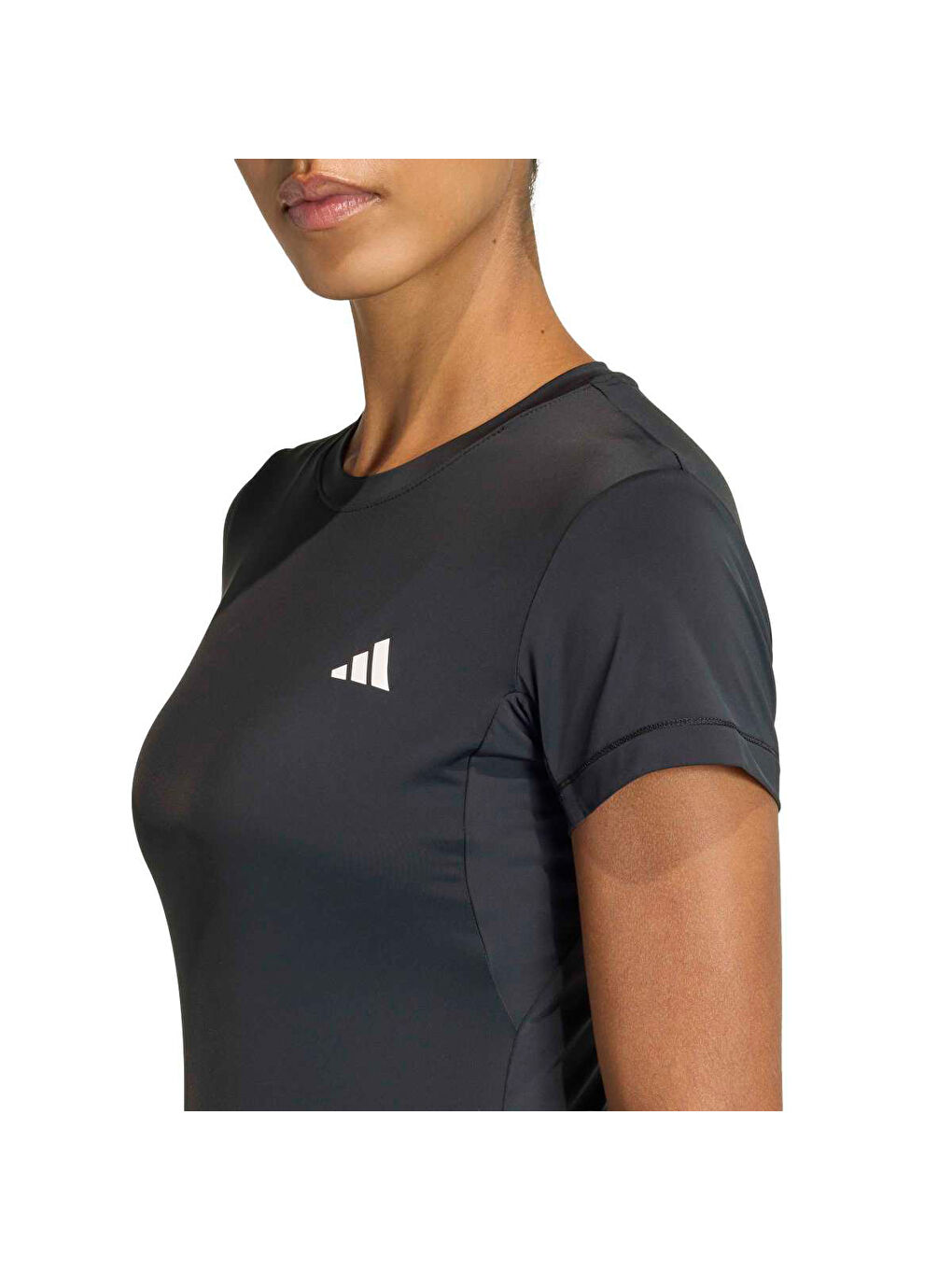 Power Essentials Workout Contour Kadın Siyah Yuvarlak Yaka Tişört-1