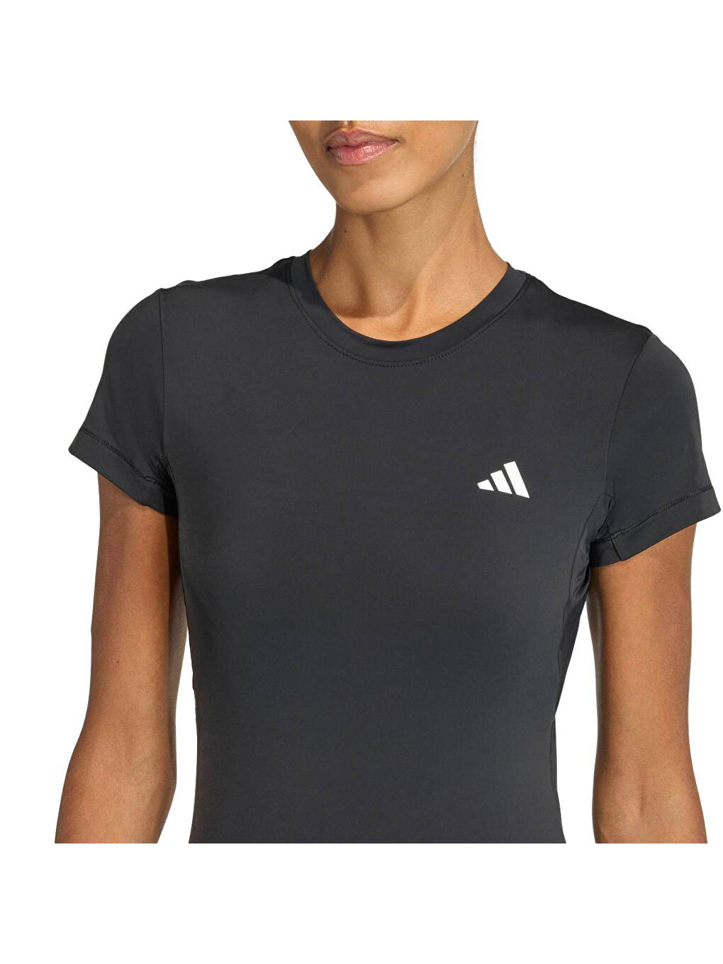 Power Essentials Workout Contour Kadın Siyah Yuvarlak Yaka Tişört-2