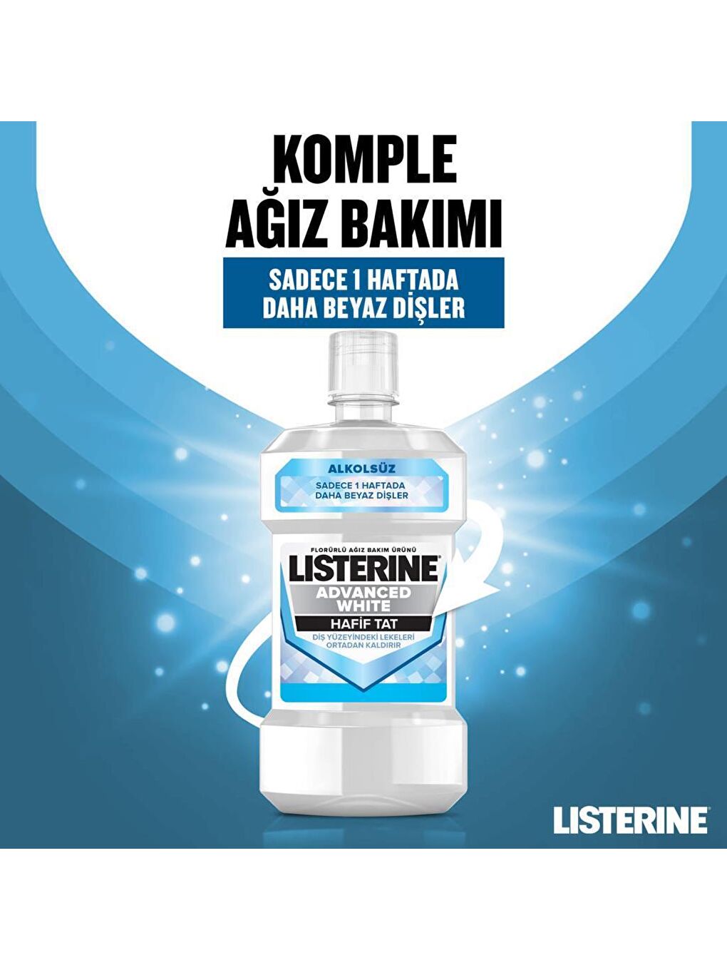 Listerine Renksiz Advanced White Hafif Tat Alkolsüz Ağız Bakım Suyu 500 ml + 250 ml Hediyeli Set - 1