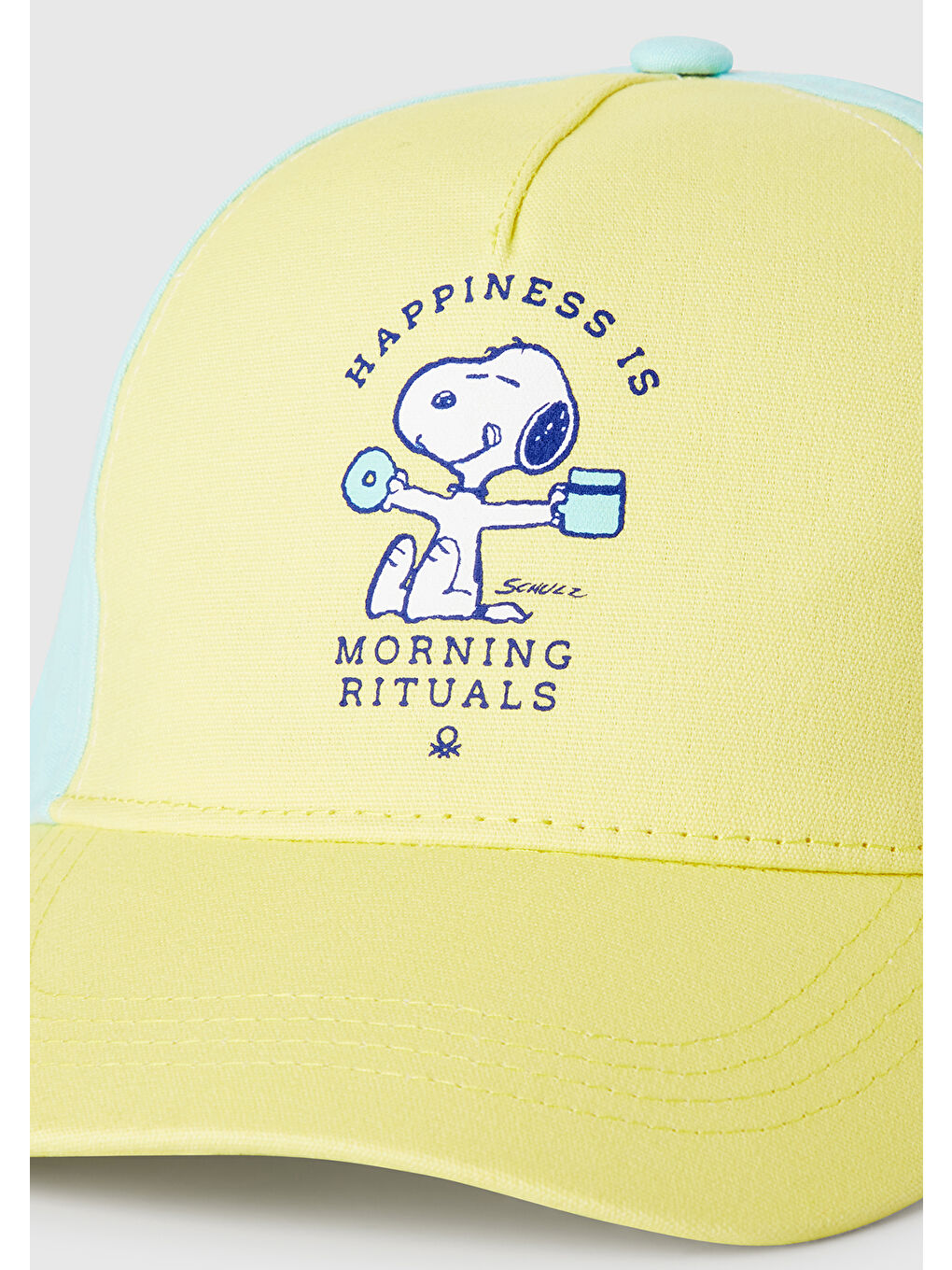 Erkek Çocuk Sarı Peanuts Baskılı Renk Bloklu Kep Şapka-2