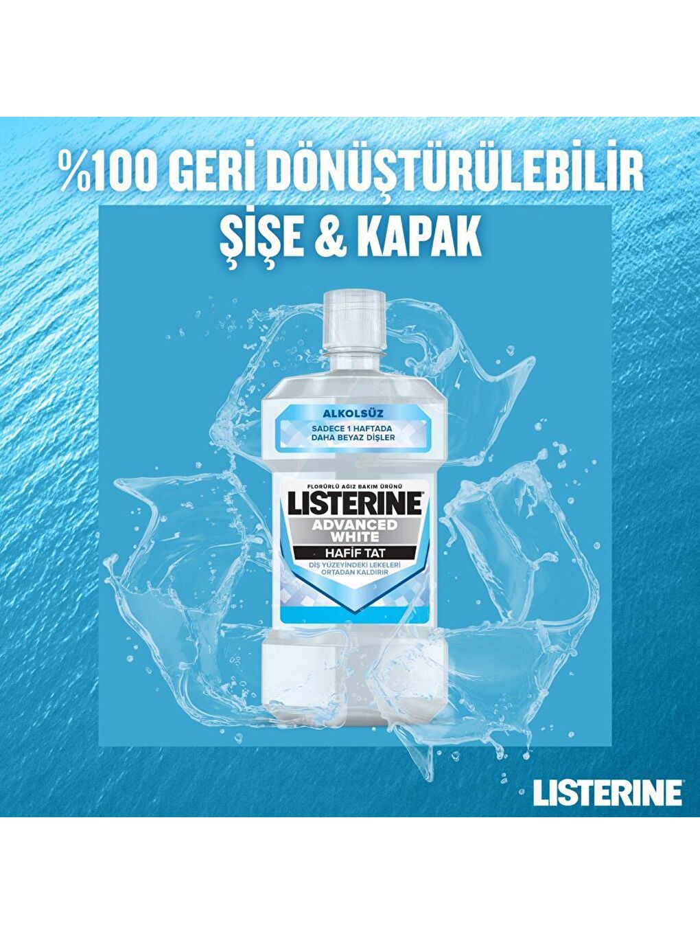 Listerine Renksiz Advanced White Hafif Tat Alkolsüz Ağız Bakım Suyu 500 ml + 250 ml Hediyeli Set - 6