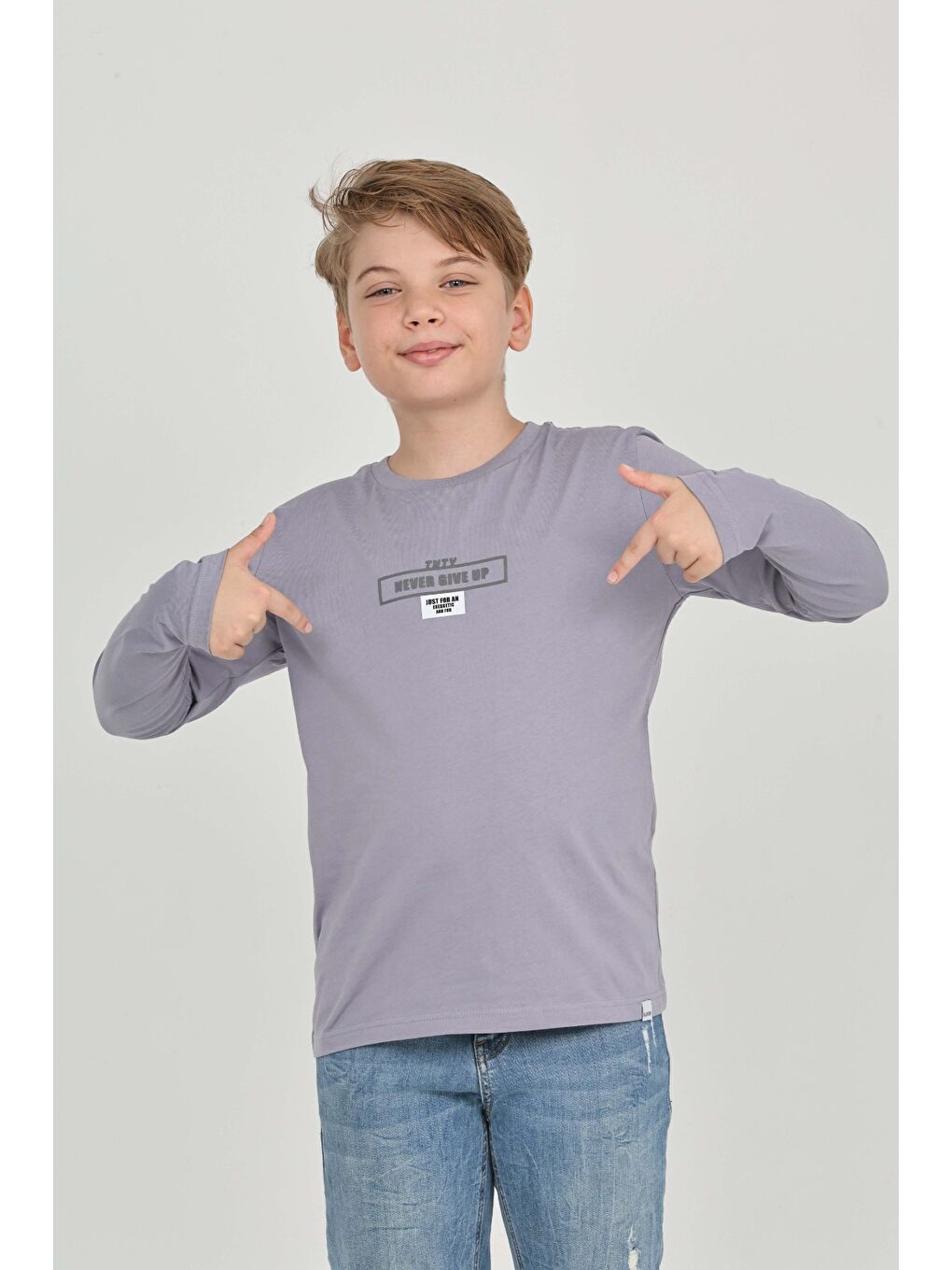 Gri Erkek Çocuk Baskılı Tişört-3