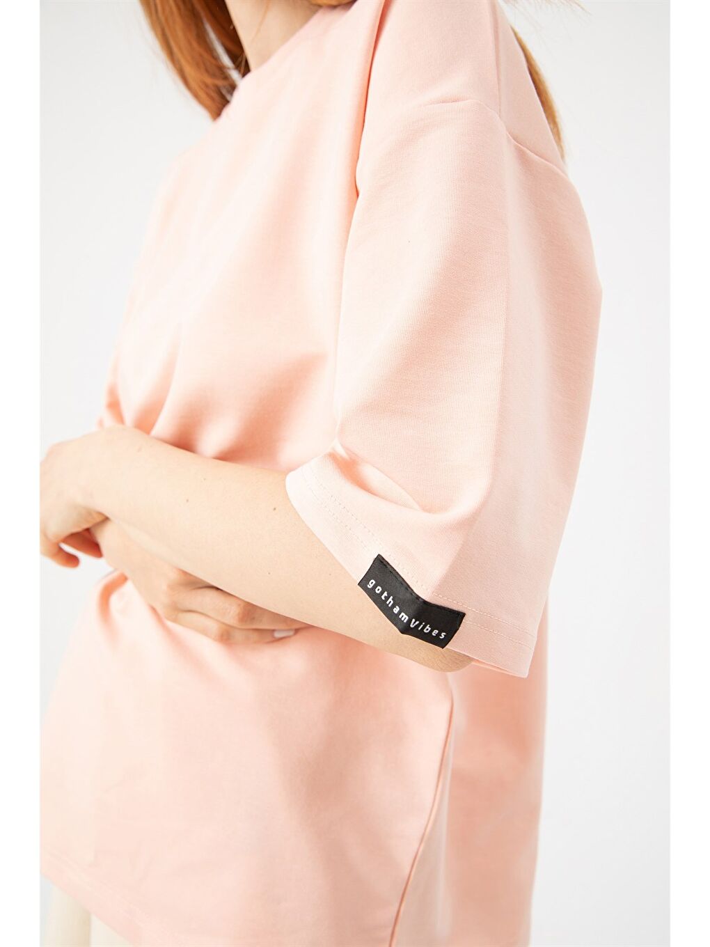 Kadın Base Oversize Mercan T-Shirt-4