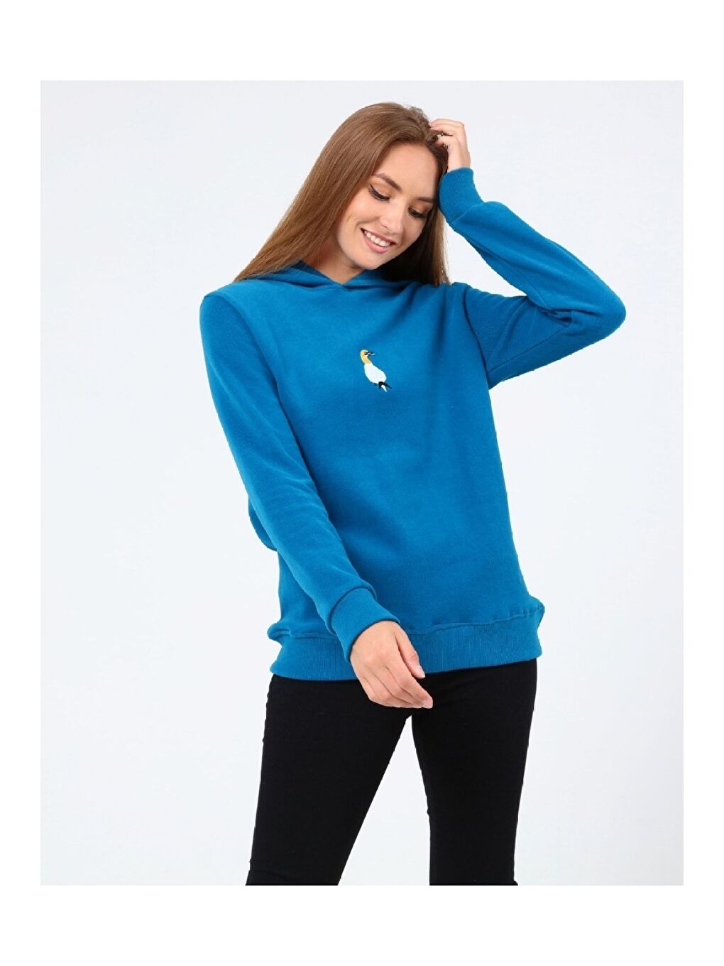 GENIUS STORE Mavi Store Kadın Selanik Outdoor Kapüşonlu Sweatshirt Nakış Işlemeli GANNET-KAPŞONLU - 1