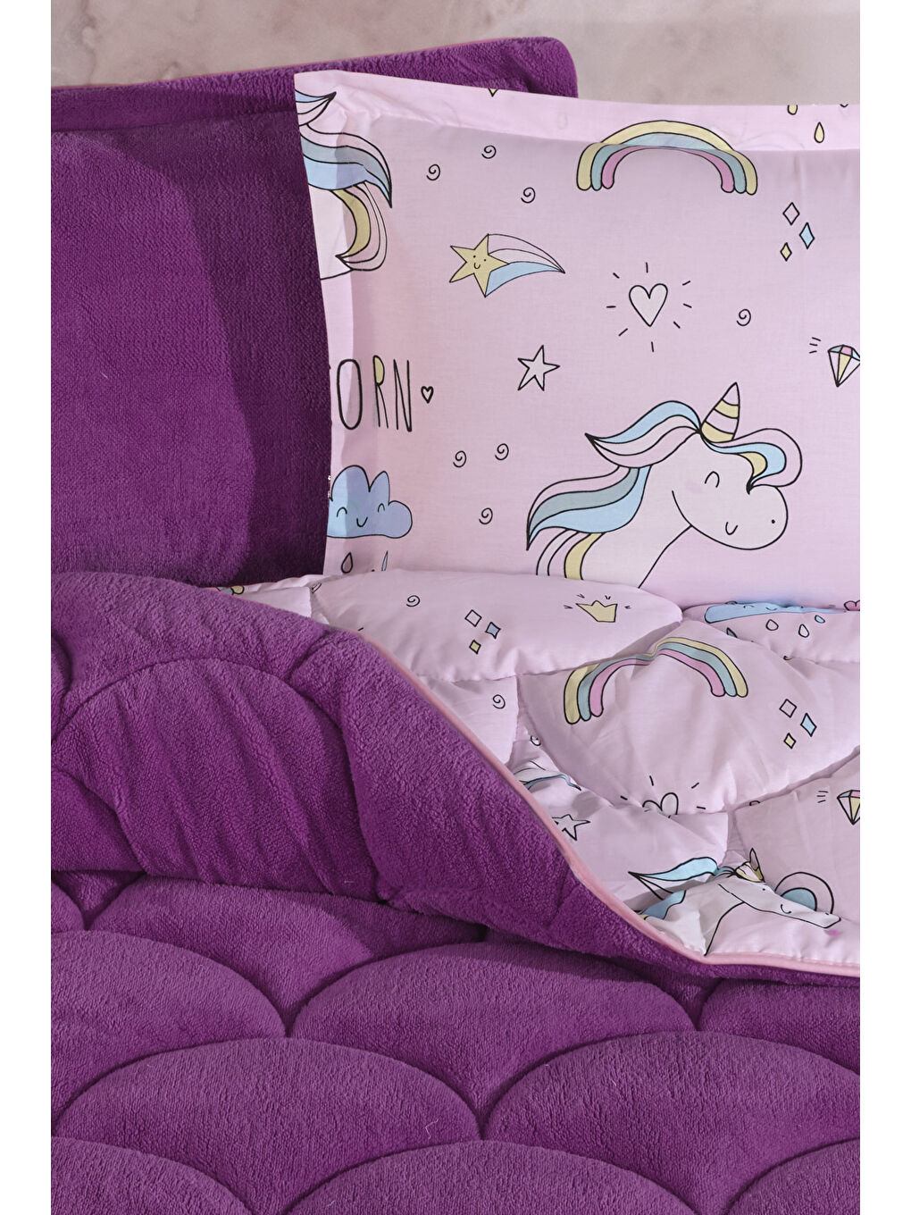 Pembe Wellsoft Tek Kişilik Uyku Seti Çift Taraflı-1