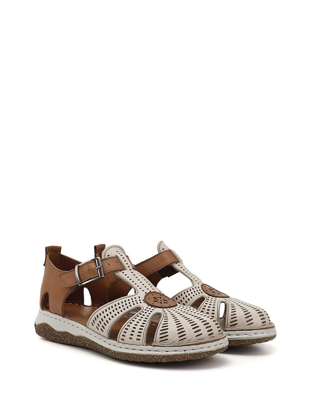 Bej Kadın BEJ-CAMEL Hakiki Deri Sandalet-1