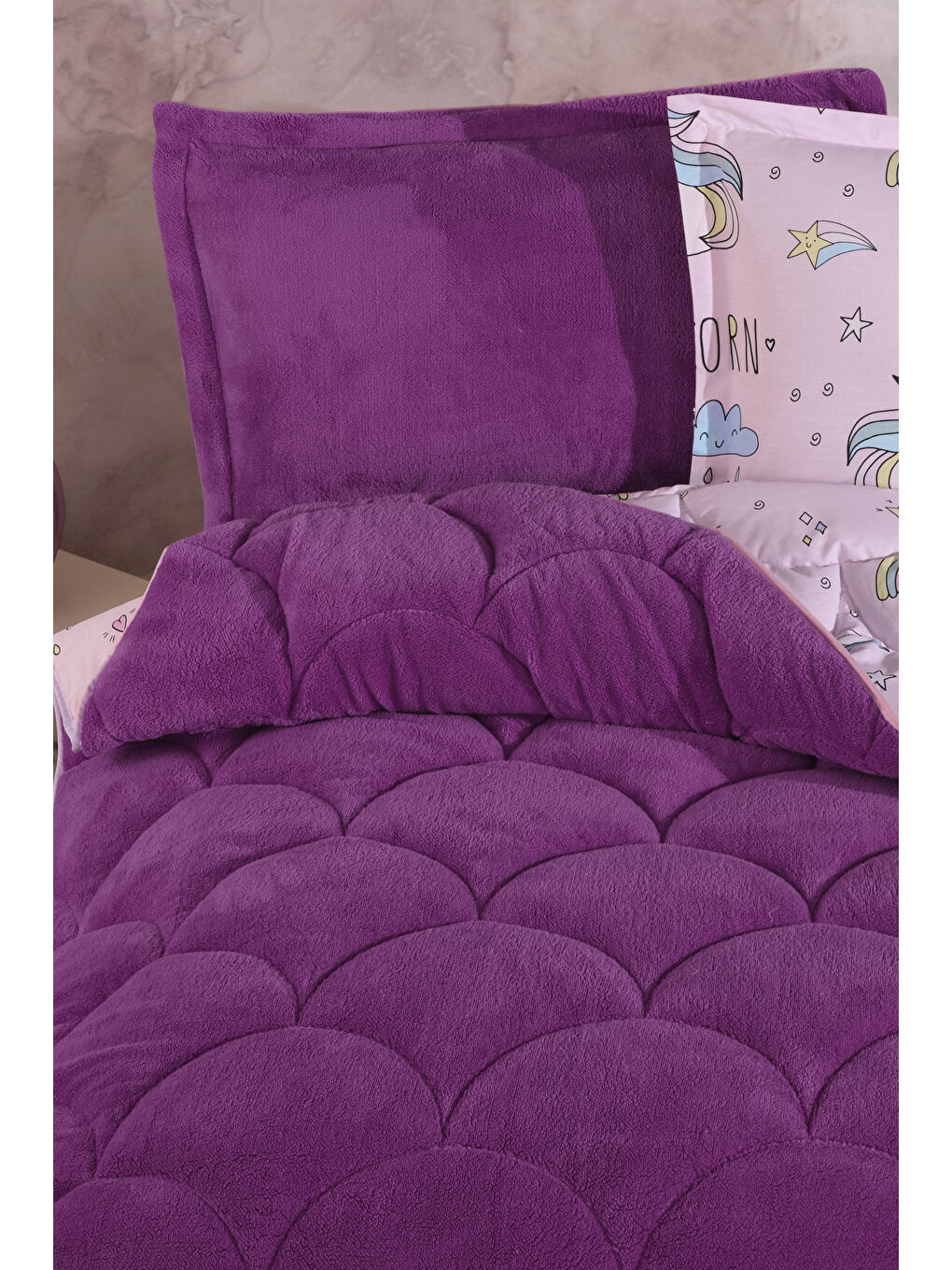 Pembe Wellsoft Tek Kişilik Uyku Seti Çift Taraflı-3