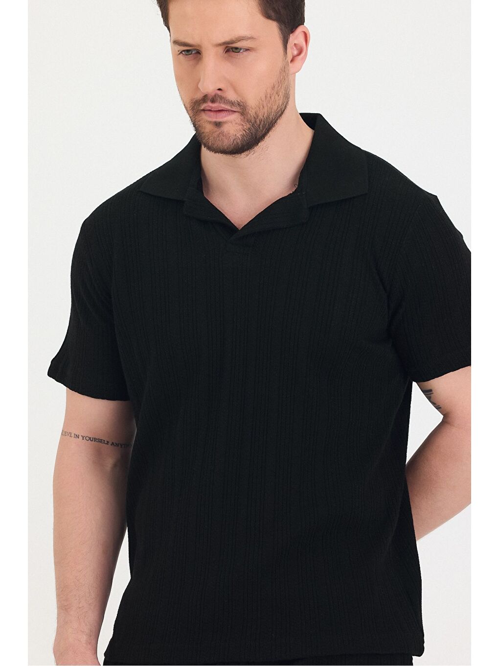 Siyah Erkek Polo Yaka Tshirt Ve Şort Alt Üst Takım-3