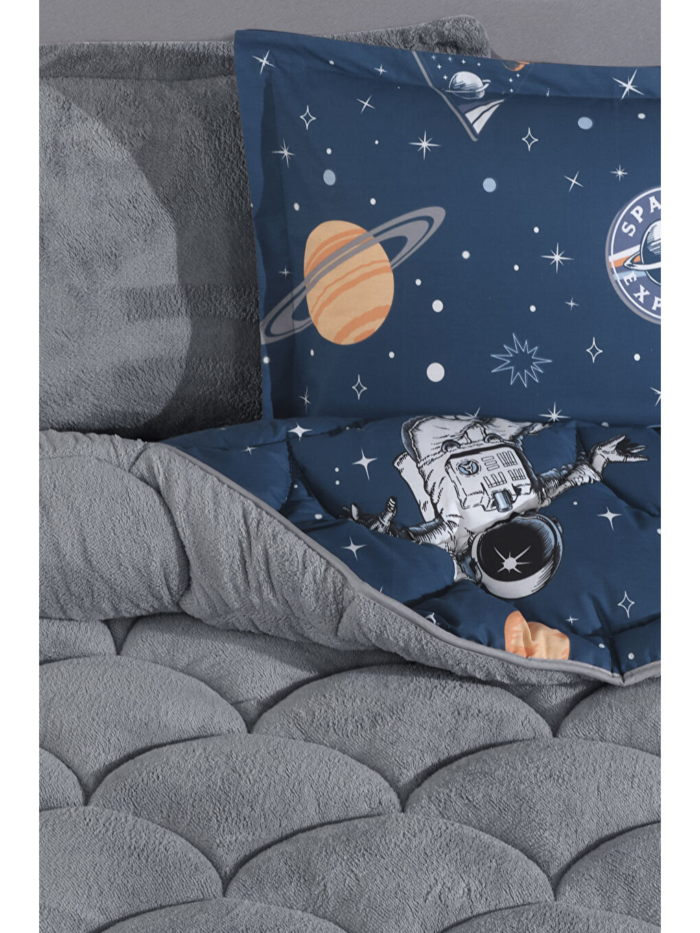 Gri Wellsoft Tek Kişilik Uyku Seti Çift Taraflı Galaxy-1