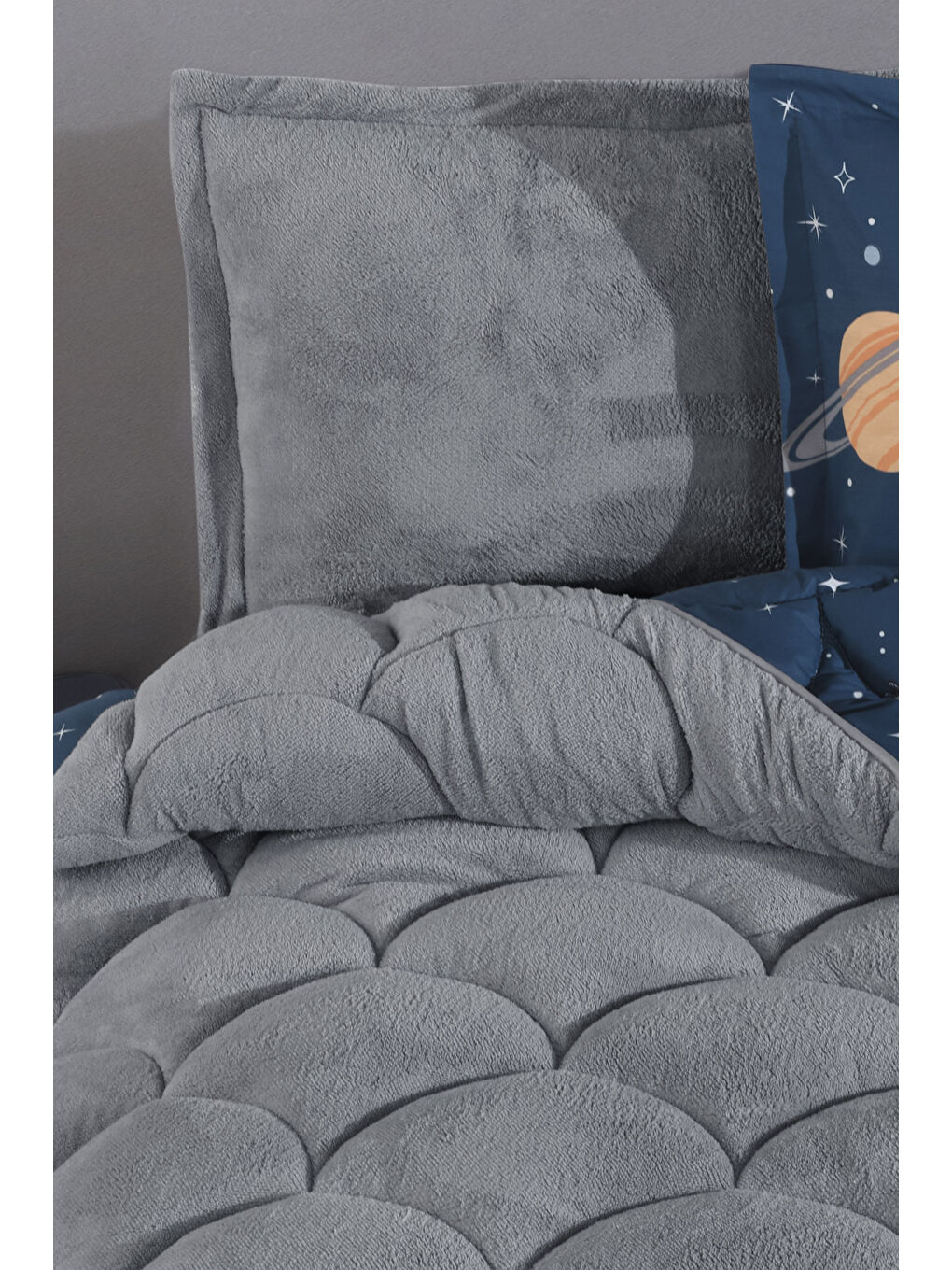 Gri Wellsoft Tek Kişilik Uyku Seti Çift Taraflı Galaxy-2