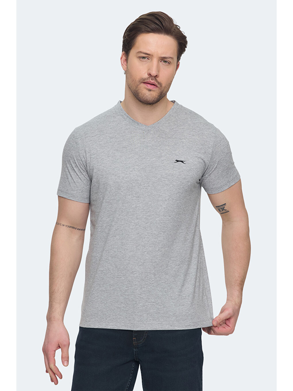 Karışık SARGON 5 li Set Erkek Beyaz - Siyah - Lacivert - Haki - Gri %100 Pamuk Tişört-2