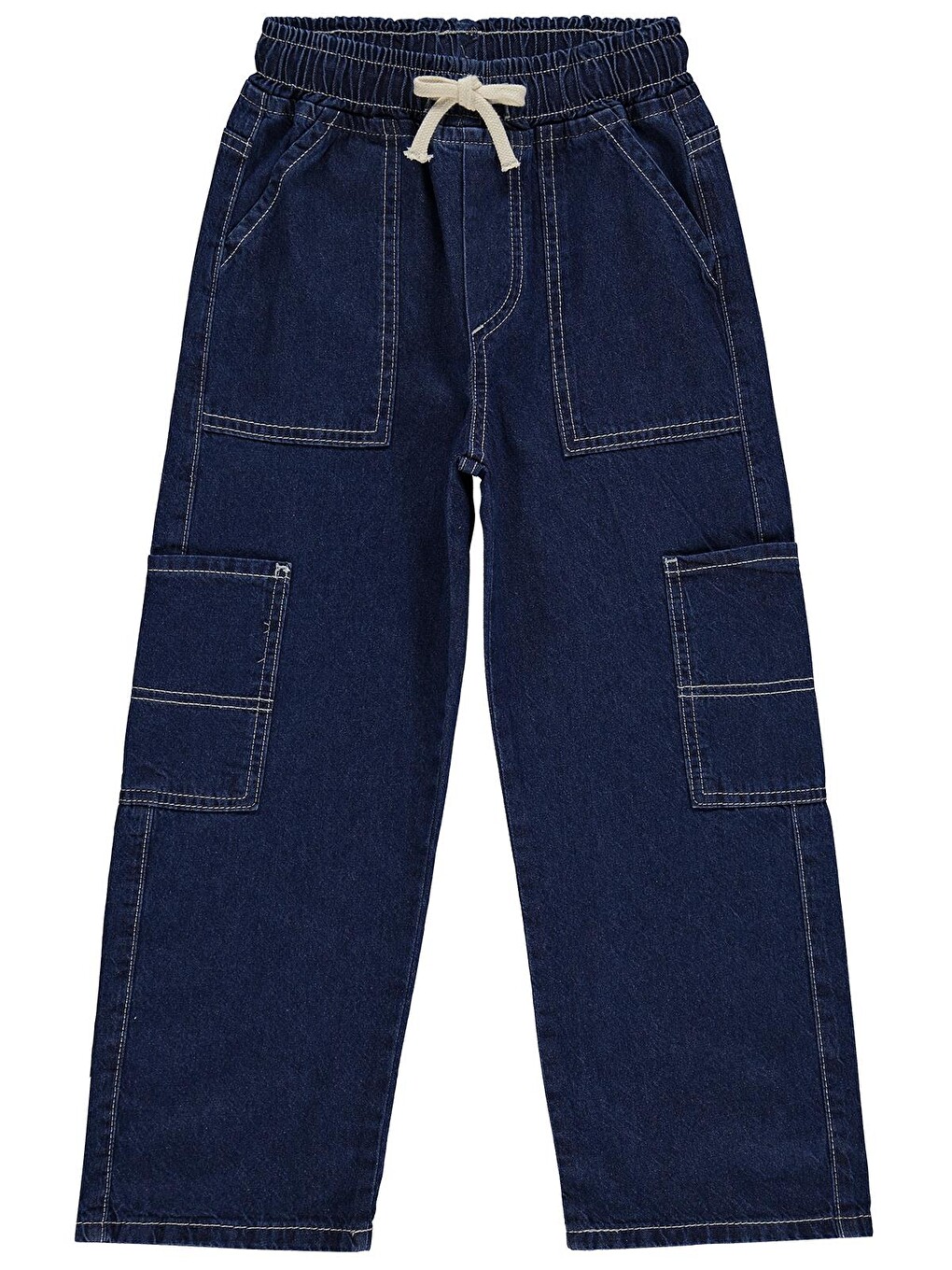 Boys Kontras Dikişli 6-9 Yaş Pantolon - Mavi
