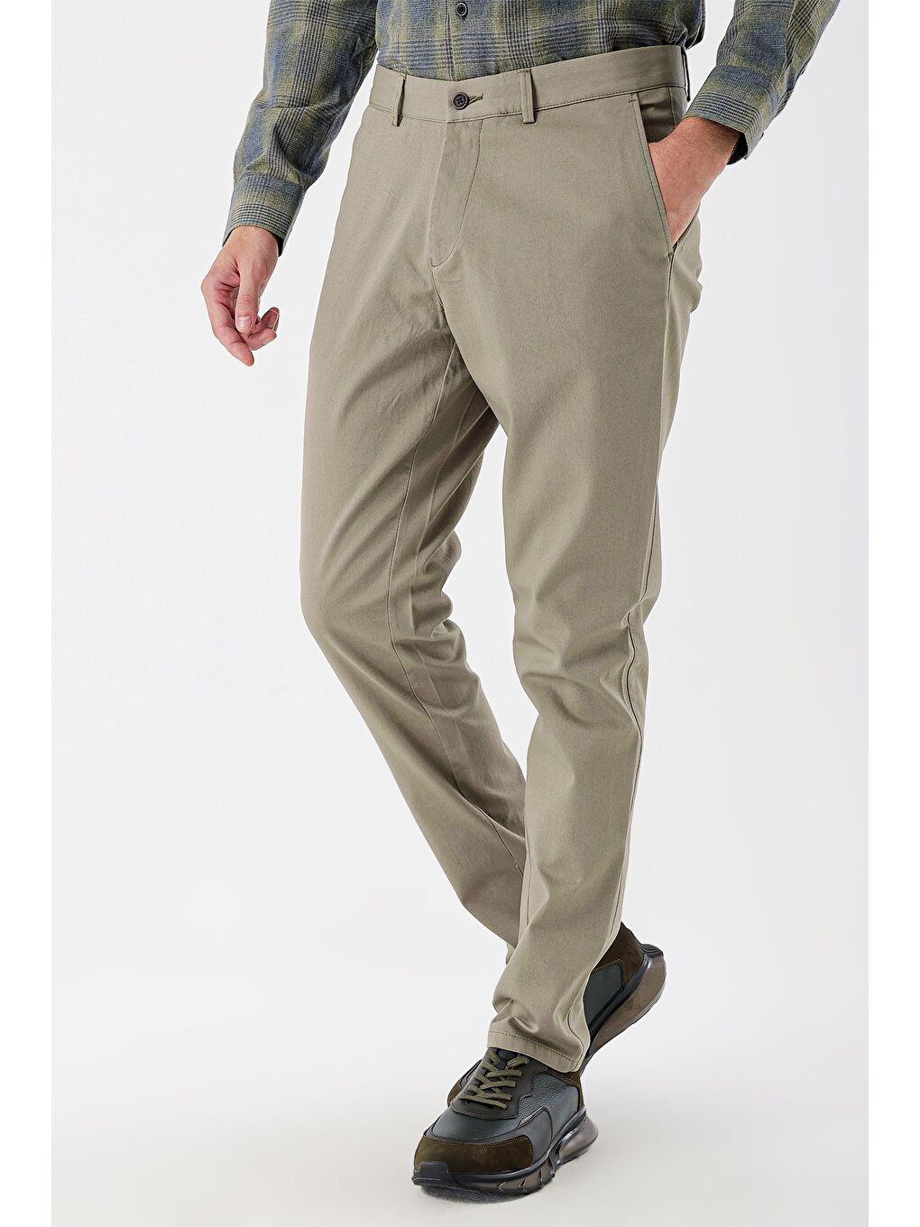 Turkuaz Su Yeşili Pamuklu Yandan Cepli Casual Comfort Fit Chino Pantolon 1003235153