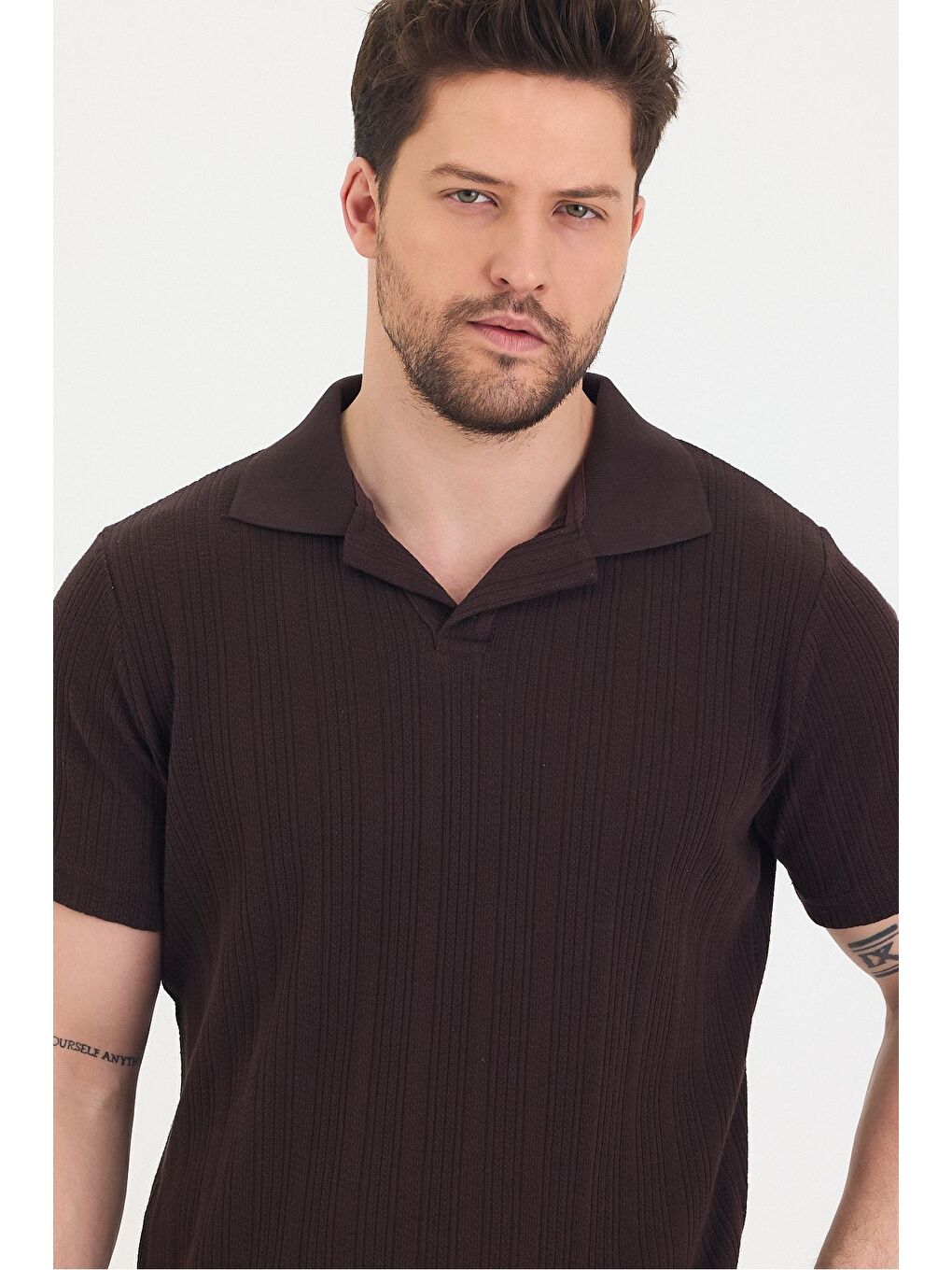 Kahverengi Erkek Polo Yaka Tshirt Ve Şort Alt Üst Takım-6