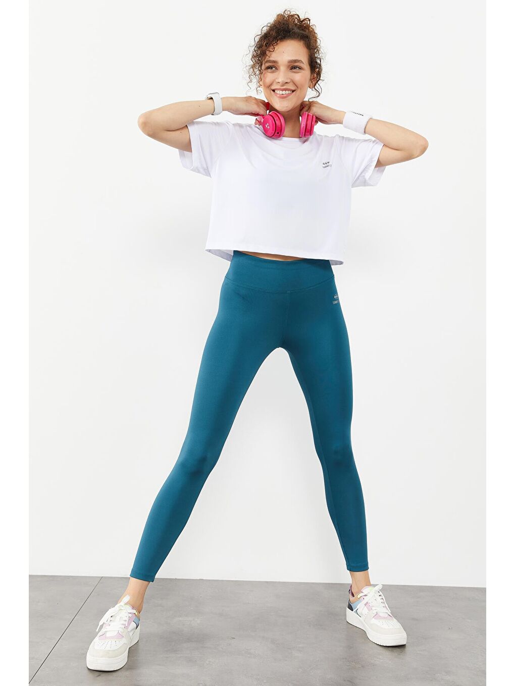 Yeşil Zümrüt Yüksek Bel Streç Slim Fit Dar Paça Kadın Tayt - 94545