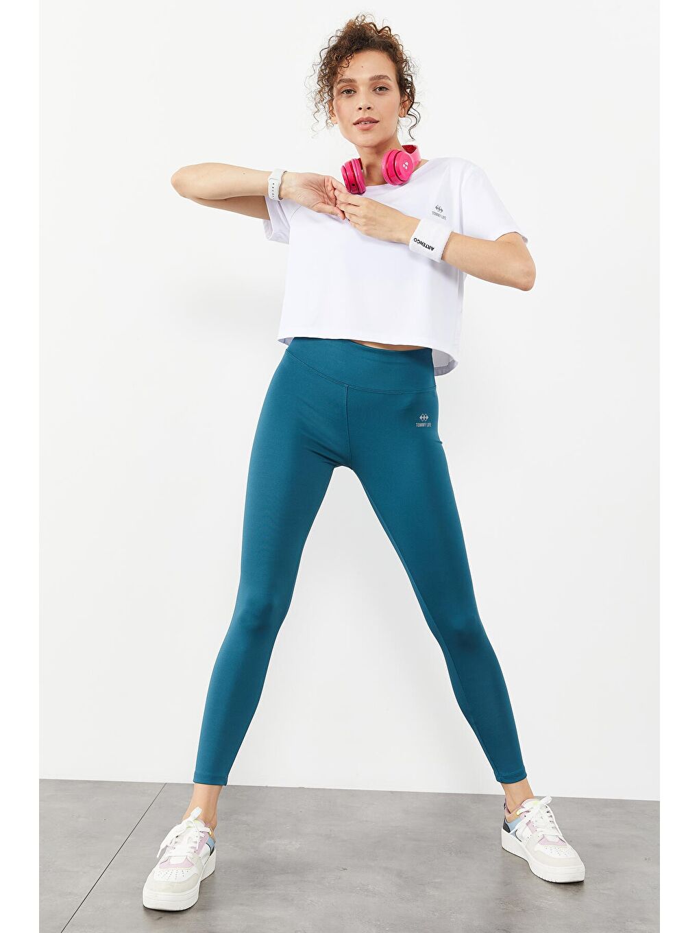 Yeşil Zümrüt Yüksek Bel Streç Slim Fit Dar Paça Kadın Tayt - 94545-2