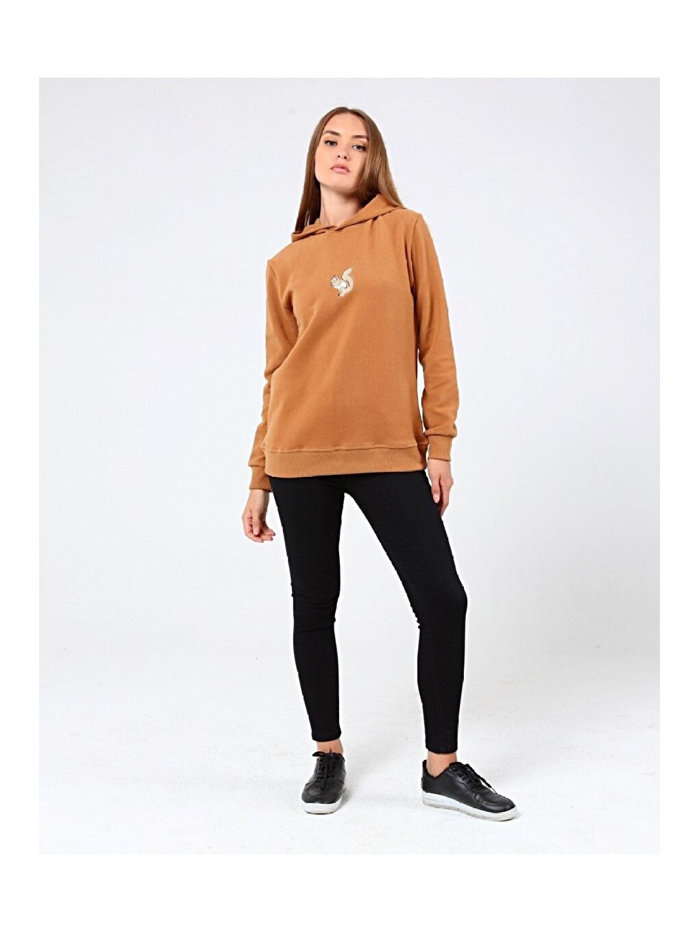 GENIUS STORE Camel Store Kadın Selanik Outdoor Kapüşonlu Sweatshirt Nakış Işlemeli SİNCAP-KAPŞONLU - 1