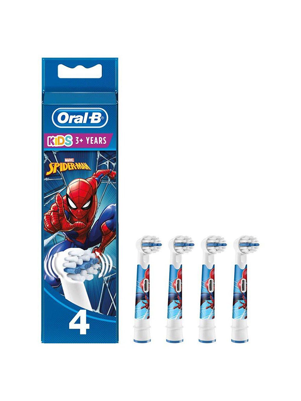 Oral-B Renksiz Stages Çocuklar İçin Diş Fırçası Yedek Başlığı Spiderman 4 lü