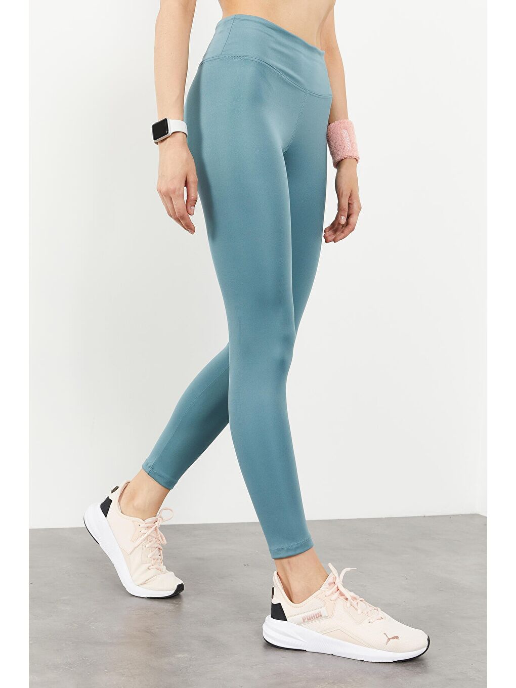 Mint Yeşili Yüksek Bel Streç Slim Fit Dar Paça Kadın Tayt - 94545-1