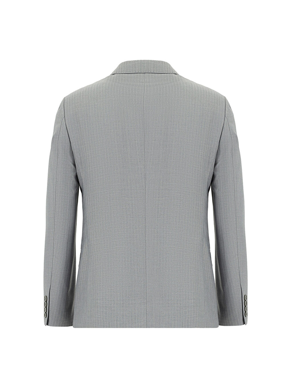 Gri Super Slim Fit Ekstra Dar Kesim Çizgili Kruvaze Takım Elbise-2