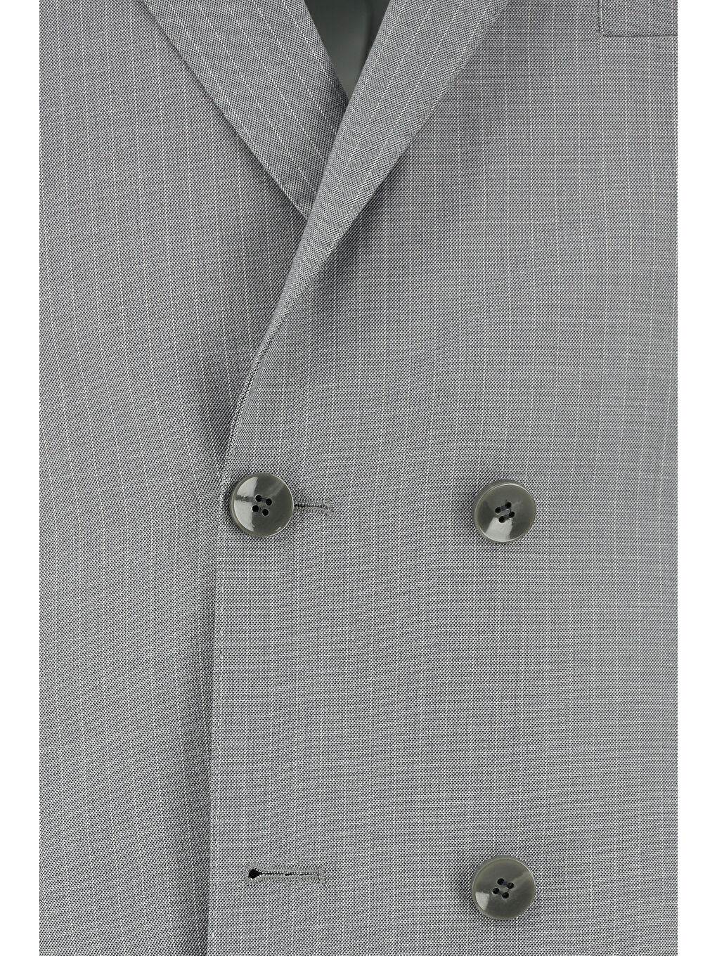 Gri Super Slim Fit Ekstra Dar Kesim Çizgili Kruvaze Takım Elbise-3