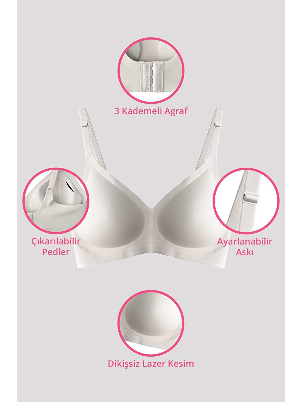 Karışık Seamless Bra - Soft | Lazer Kesim Balensiz Ayarlanabilir Askılı Dikişsiz Kadın Sütyen 2'Li Paket-6-2