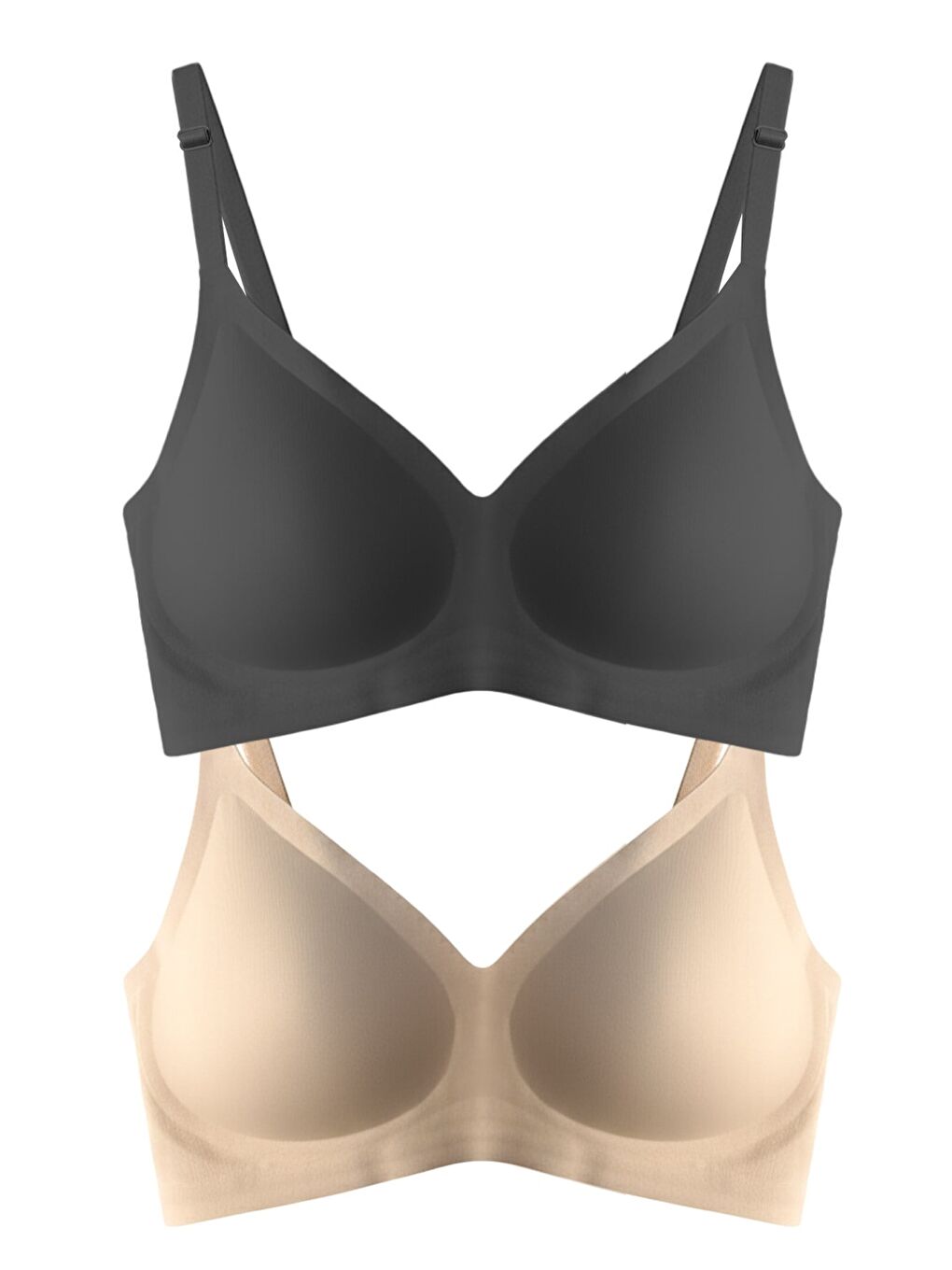 Karışık Seamless Bra - Soft | Lazer Kesim Balensiz Ayarlanabilir Askılı Dikişsiz Kadın Sütyen 2'Li Paket-2