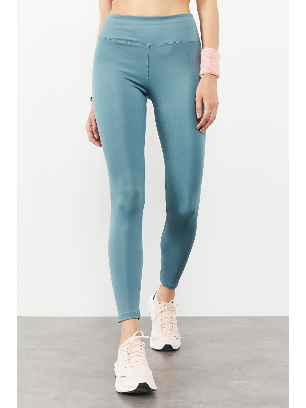 Mint Yeşili Yüksek Bel Streç Slim Fit Dar Paça Kadın Tayt - 94545-3