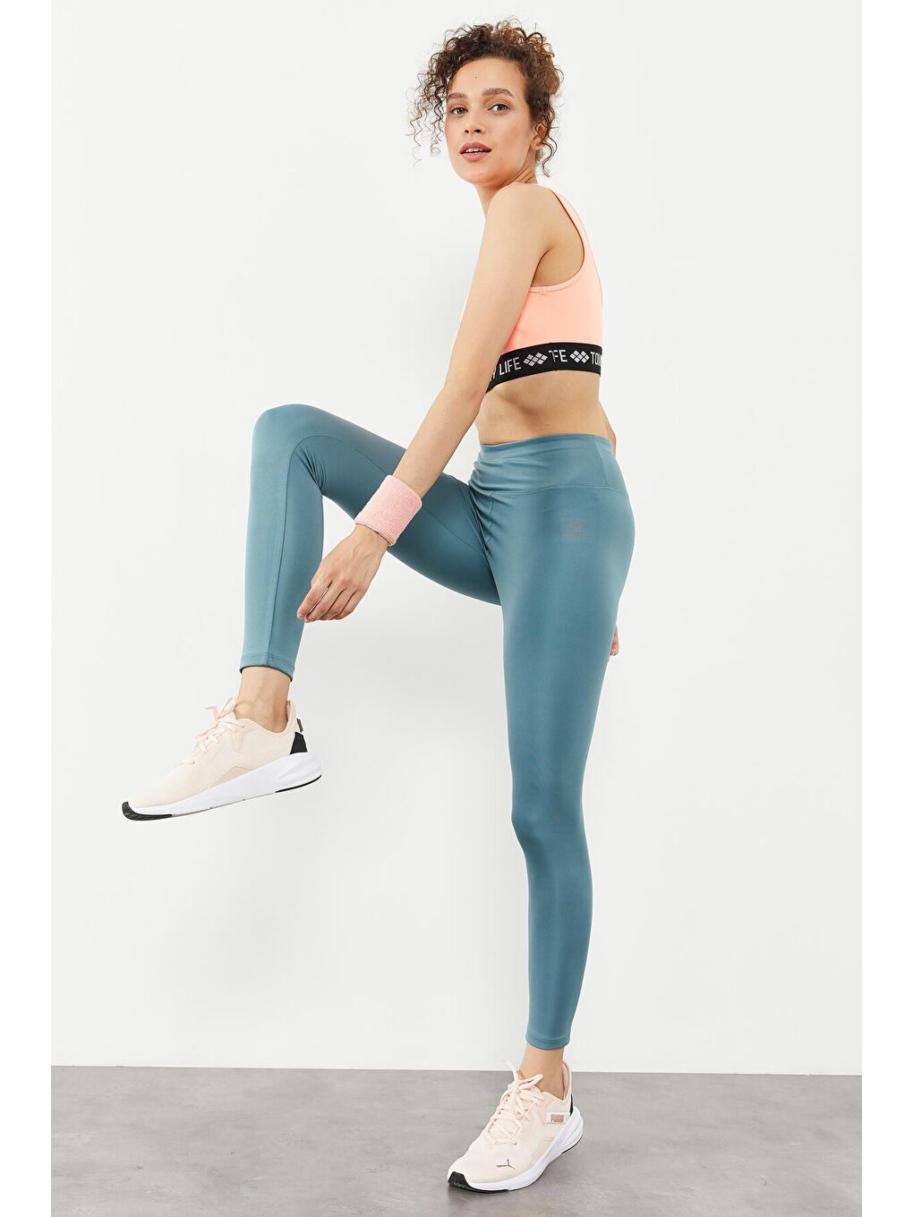 Mint Yeşili Yüksek Bel Streç Slim Fit Dar Paça Kadın Tayt - 94545-4