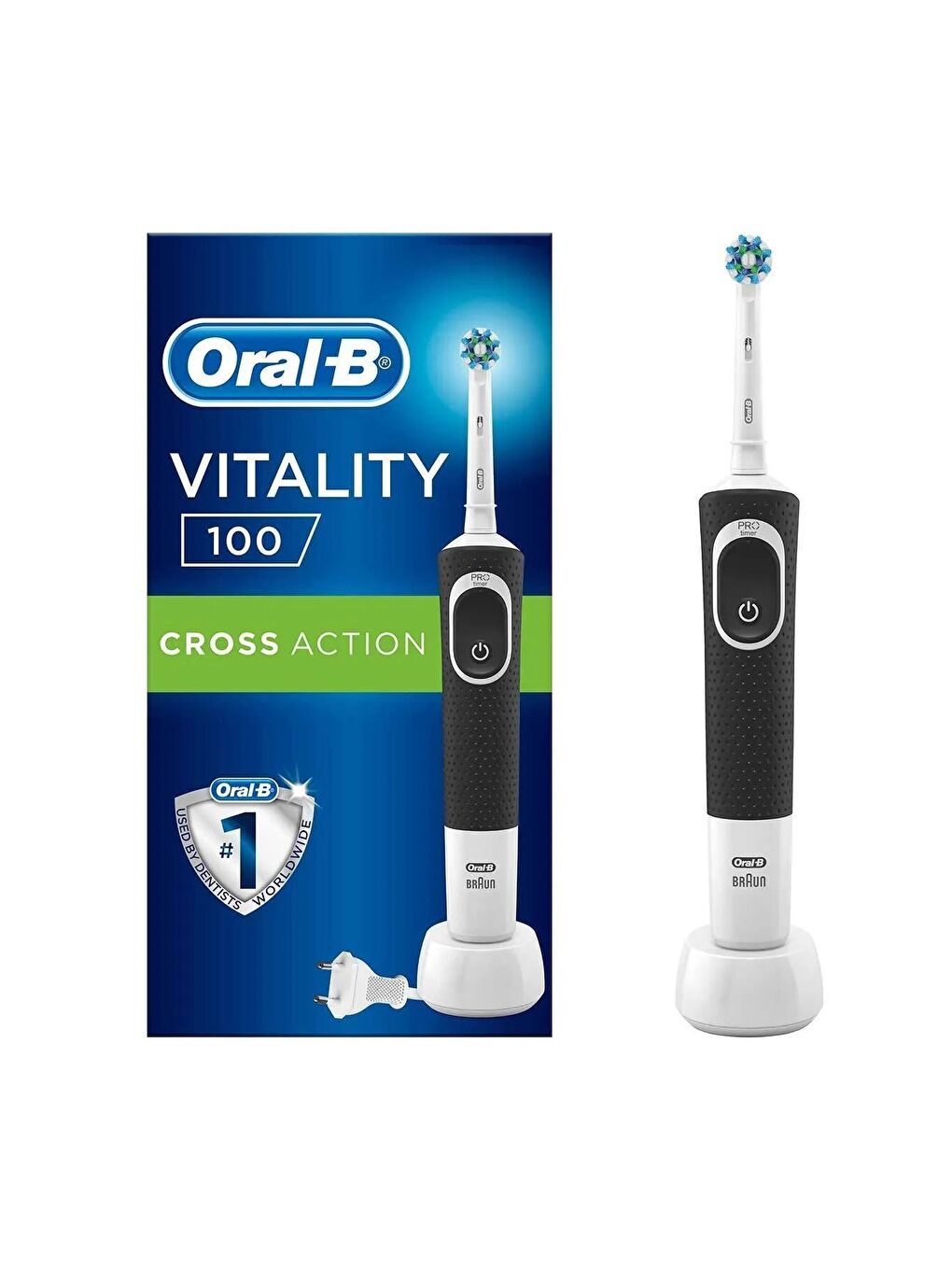 Oral-B Siyah D100 Şarj Edilebilir Diş Fırçası Cross Action Siyah