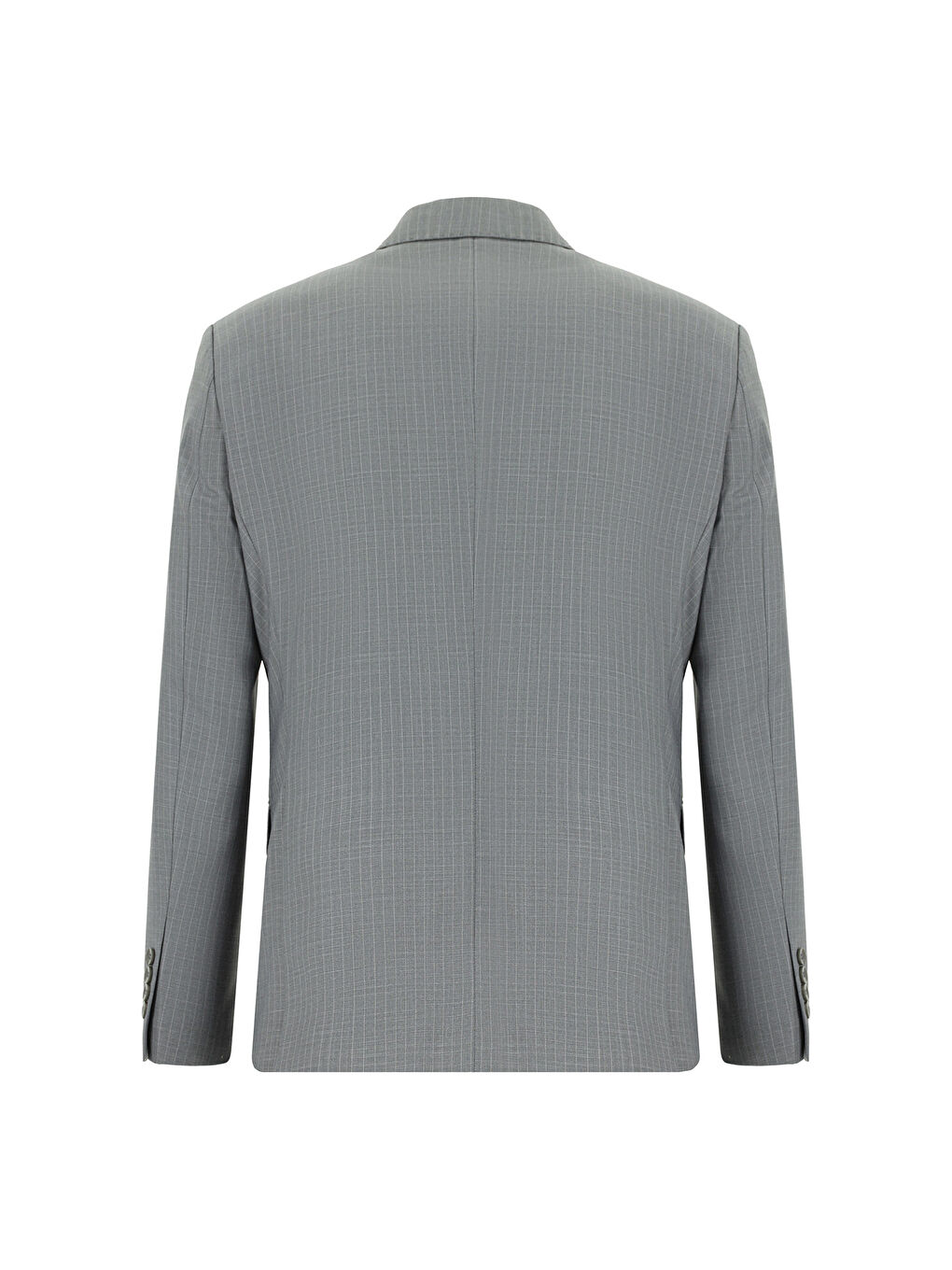 Gri Regular Fit Çizgili Kruvaze Takım Elbise-2