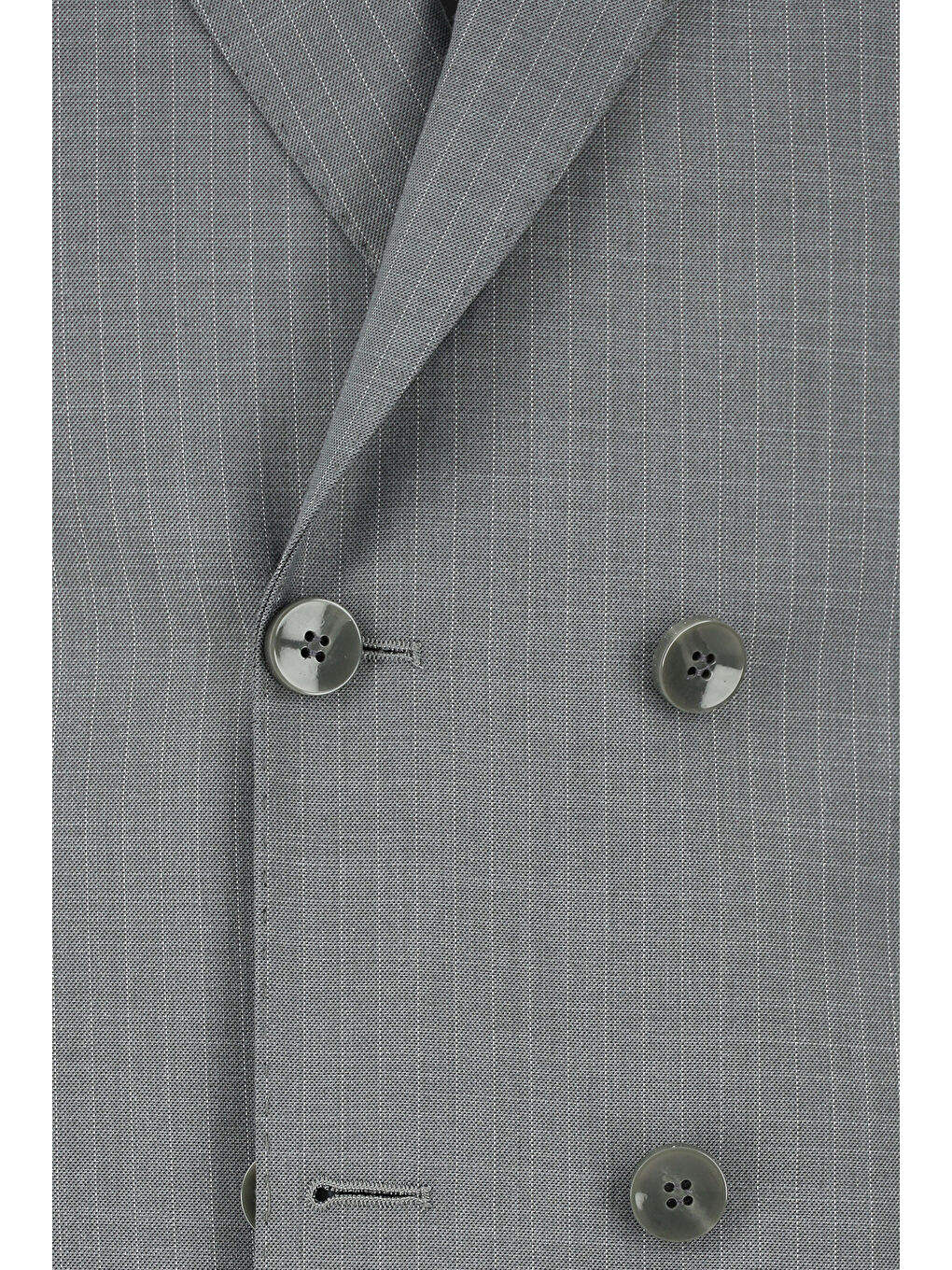 Gri Regular Fit Çizgili Kruvaze Takım Elbise-3