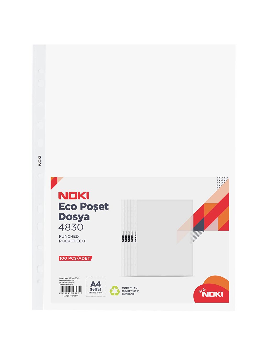 Noki Şeffaf Poşet Dosya Eco A4 100 lü Paket