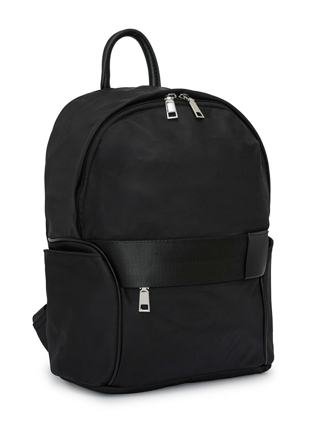 Siyah Fermuarlı Yan Cepli Kadın Sırt Çantası MB19-1