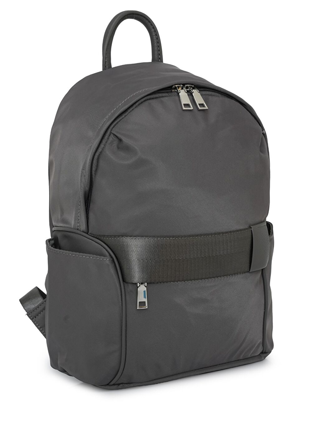 Gri Fermuarlı Yan Cepli Kadın Sırt Çantası MB19-1