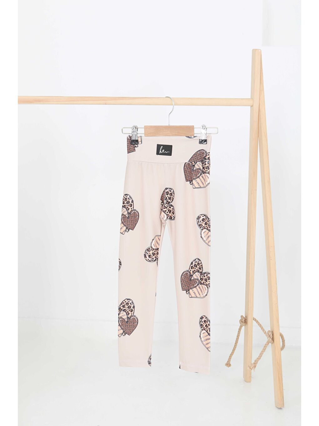 Kız Çocuk Bej Baskılı Armalı Tayt - 27207