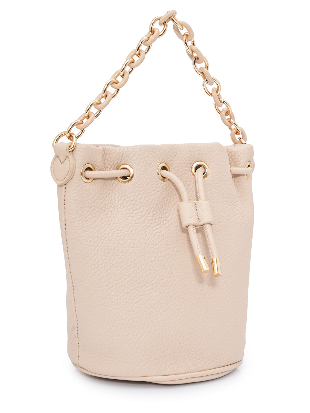 Bej Zincir Detaylı Büzgülü Kadın Omuz Çantası MB03-1