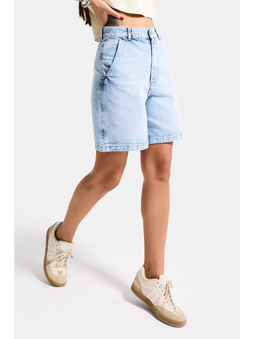 Mavi Kadın Ice 4s6-3 Skater Fit Bermuda Denim Şort-6