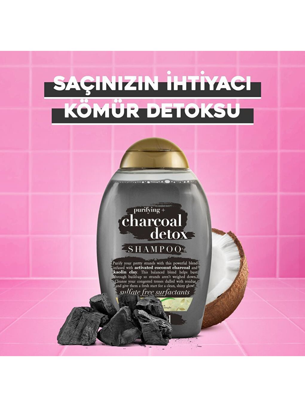 OGX Renksiz Arındırıcı Kömür Detoksu Sülfatsız Şampuan 385 ml - 1